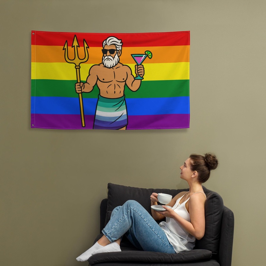 2026 Rainbow Raft Up flag featuring Daddy Neptune