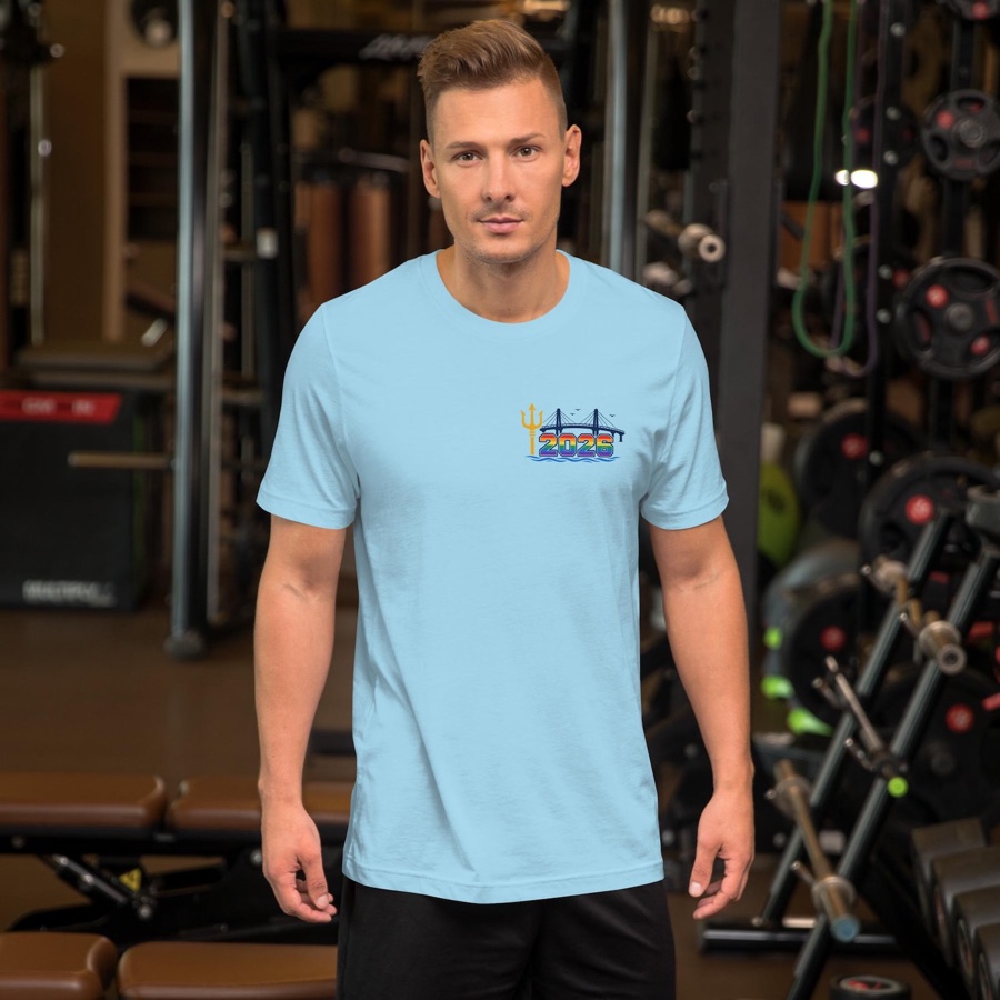 Unisex cotton t-shirt with the Indian River Bridge and waves graphic